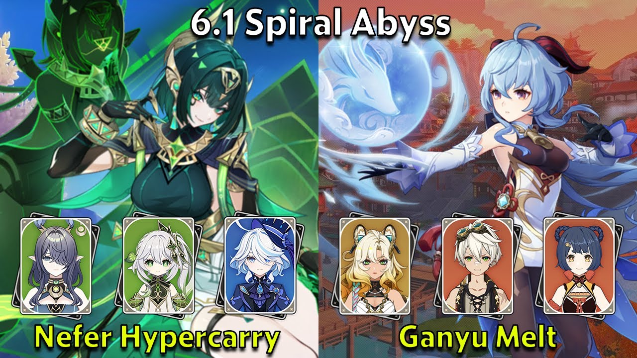 C0 Nefer Hypercarry & C0 Ganyu Melt - Genshin Impact 6.1 Spiral Abyss Full Clear