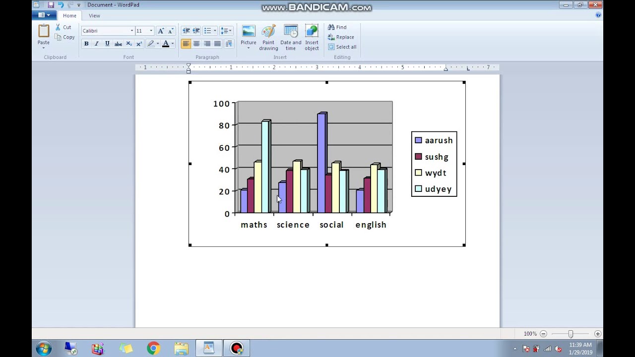 How to add a graph to wordpad 2007 - YouTube