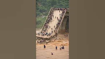Moment the Bridge Collapses Due to Flooding! #shorts