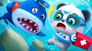 kiki helps the whale shark bus super rescue team kids cartoon babybus tv