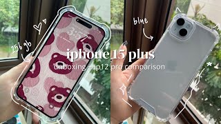 °˖✧ iphone 15 plus (blue) unboxing ! (camera test, comparison to ip12 pro, aesthetic phone tour)