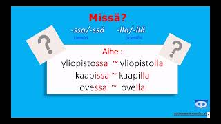 Финский язык Грамматика Урок 1 Missä? yliopistoSSA ~ yliopistoLLA ?  Обучающий урок  Suomen kieli