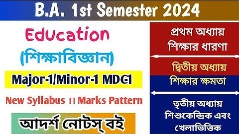 1st Semester Education Honours New Syllabus |1st Semester Education New Syllabus 2025-26 | Book Name