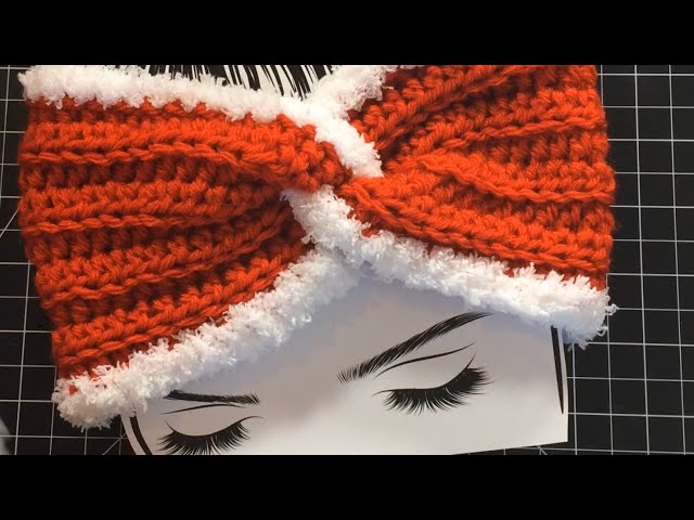 Handmade Knit Crochet Beanie Headband Ear Warmer Ski Sweater Knit Red White Blue vintage 70s beanie hat red white and blue striped stocking  main image 2
