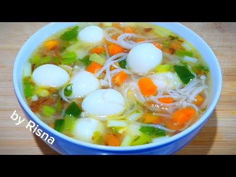 Sup Jamur Enoki Telur Puyuh