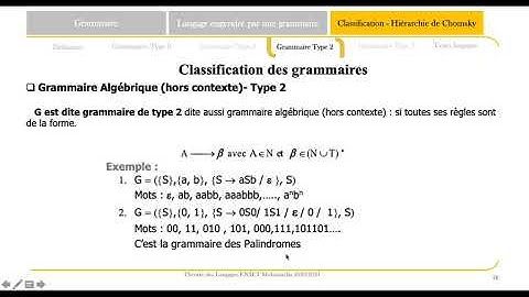 #8 Théorie des Langages et Compilation - Grammaire et Classification de Chomsky - Partie 3