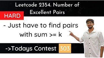 Leetcode 2354. Number of Excellent Pairs | Very Easy | Hindi