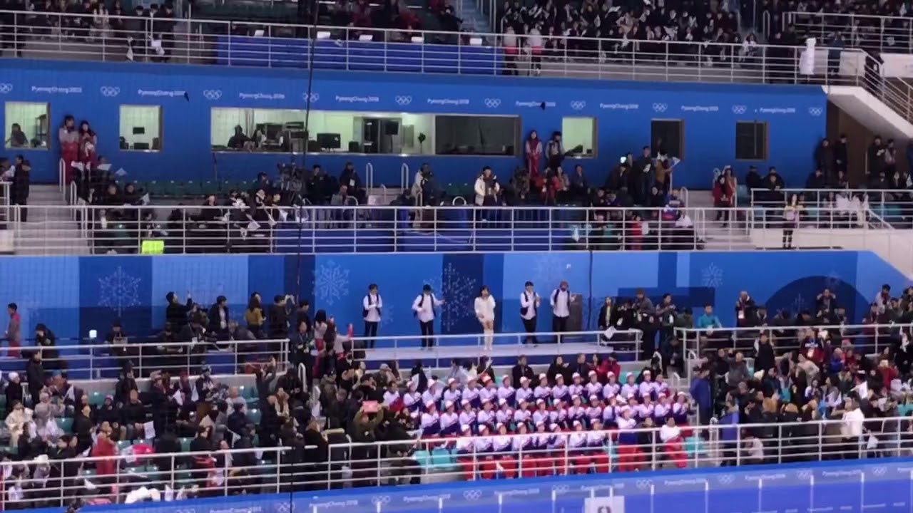North Korea Cheerleaders and South Korean pop group - North Korea Cheerleaders and South Korean pop group
