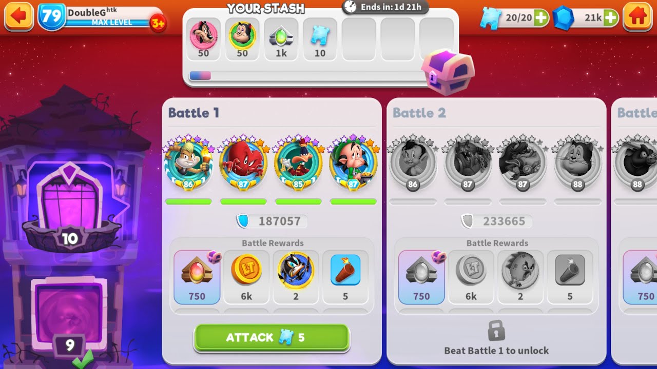 Nostalgia Tower, Floor 10, Battles 1-10 | Looney Tunes World of Mayhem