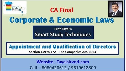 "Introduction to Appointment Qualification of Directors - Companies Act,2013 SMART STUDY TECHNIQUES"