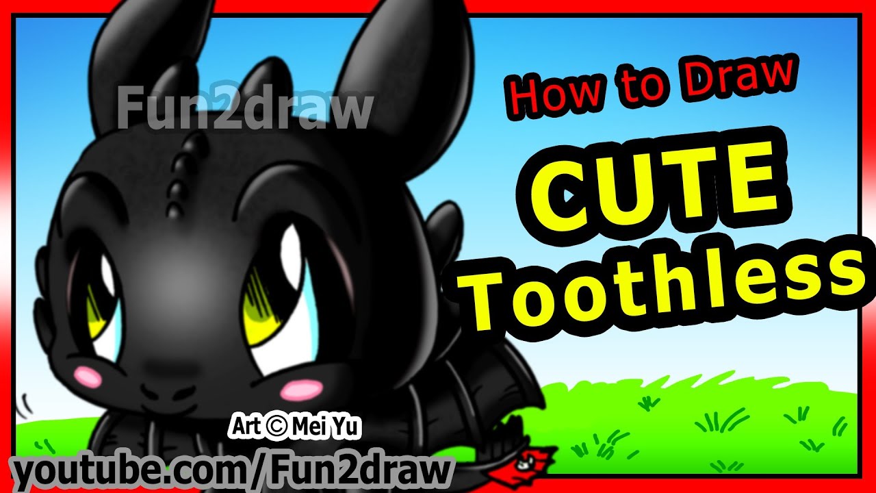 How to Draw Toothless - How to Train Your Dragon - Night Fury - Fun2draw Cartoons
