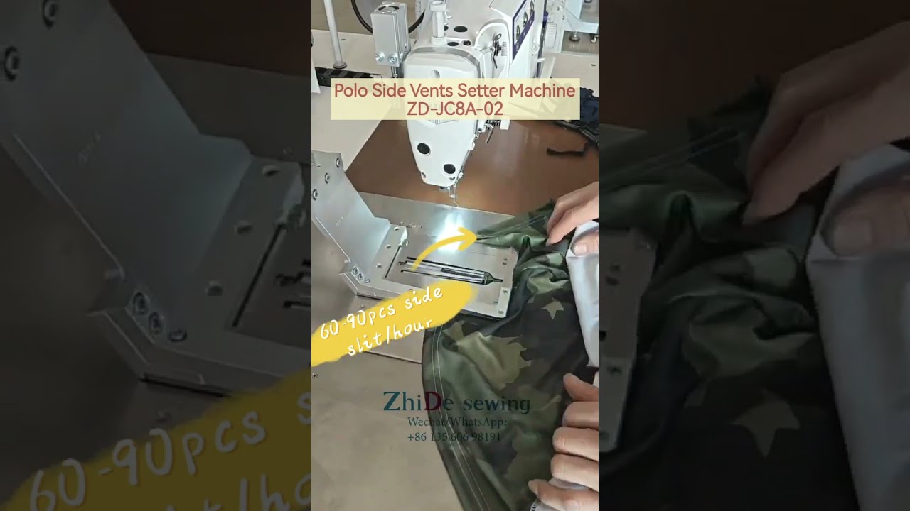 Polo Shirt Side Vents Setter MachineZD JC8A 02 Finished 60 90pcs Slit Hour Easily Automation
