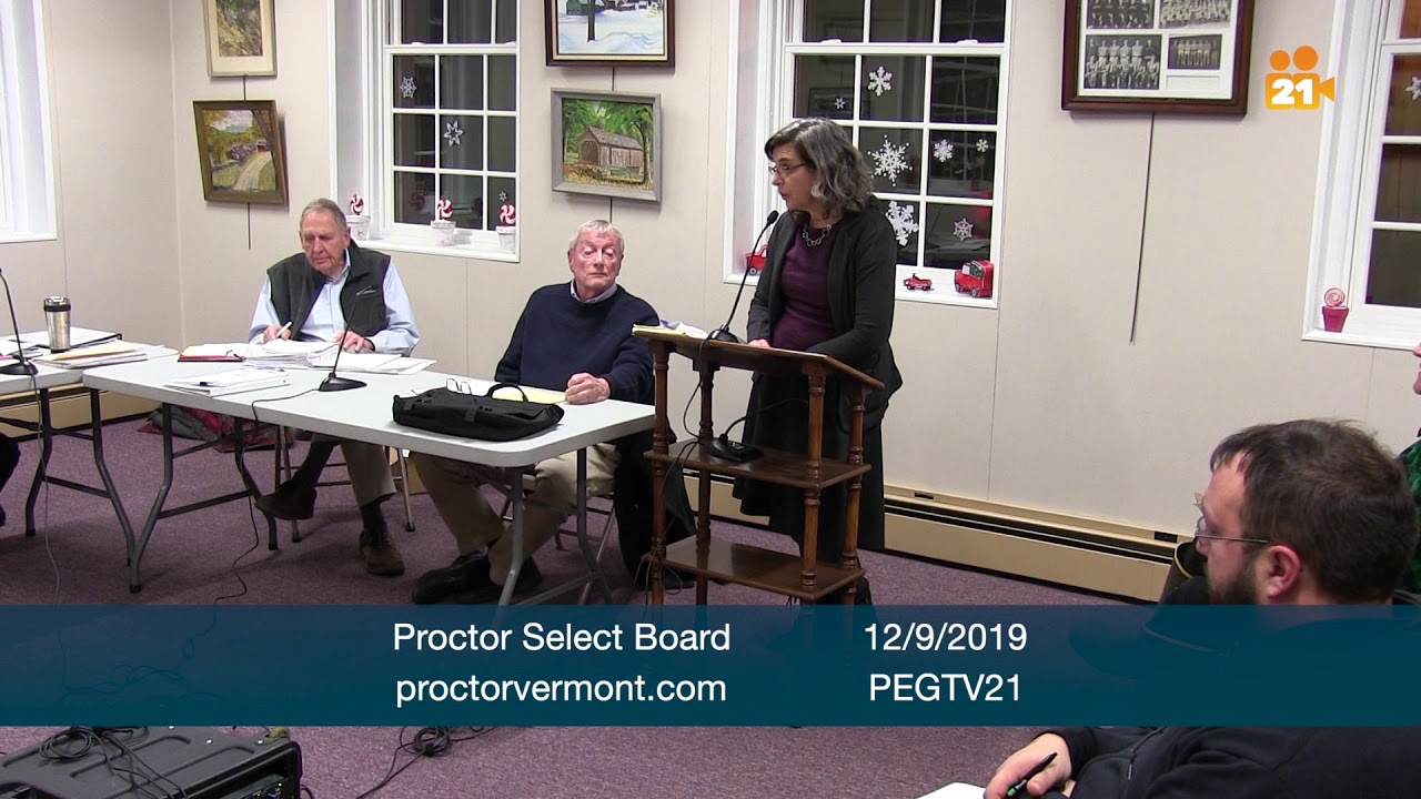 Proctor Select Board December 9, 2019 YouTube