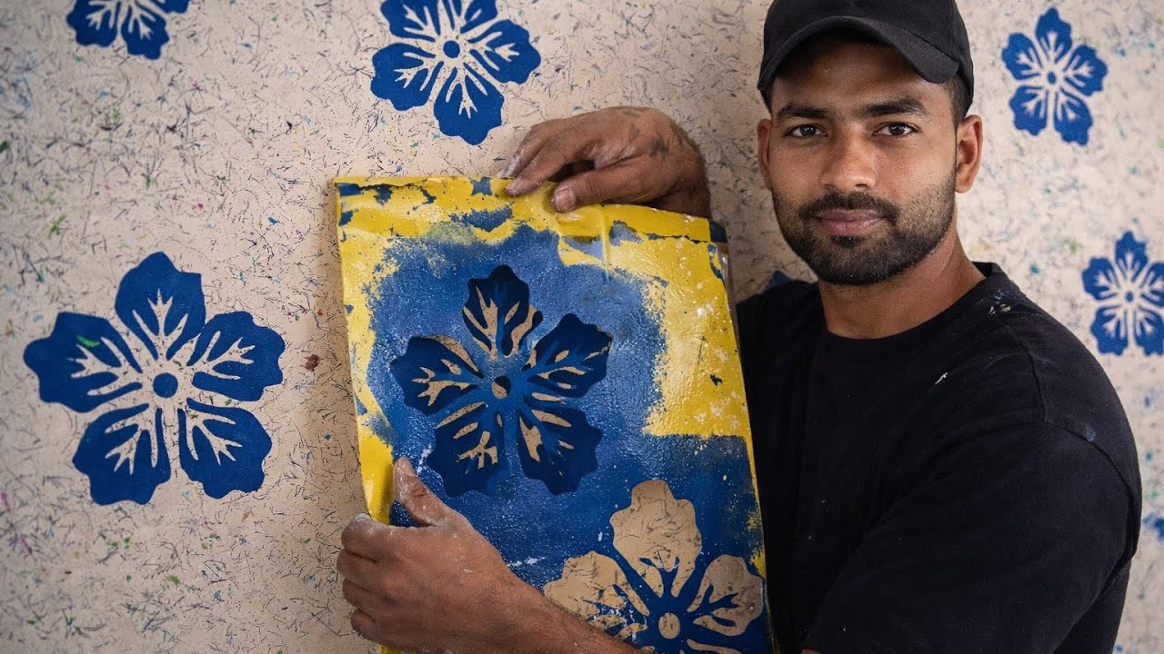 DIY Wall Stencil Painting | Easy & Beautiful Design