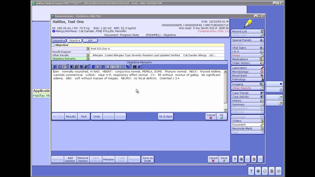 Meditech Charting System