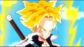 Goku transforms Super Saiyan for Trunks