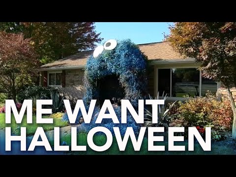 Halloween display turns home entrance into Cookie Monster