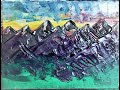 Malen &amp; Spachteln mit Acryl, abstrakte Berge/ trowelling technique, abstract mountains, acrylic