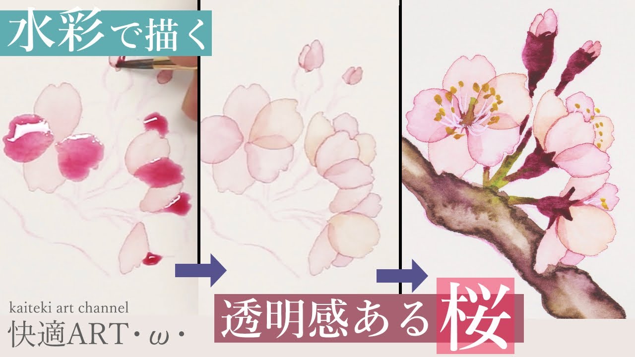 メイキング 水彩で簡単リアルに桜を描く Watercolor Realistic Cherryblossom Youtube