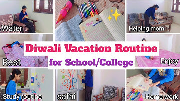 Diwali Vacation Routine /Study routine, Helping mom & more🧹#school #holiday 