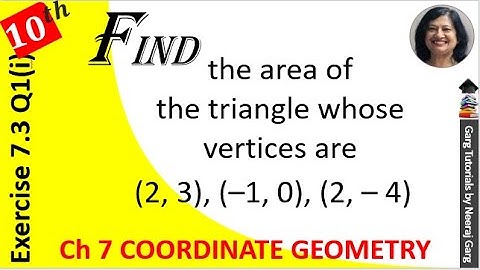 find the area of the triangle whose vertices are (2 3) (- 1 0) (2 - 4) | Chapter 7 Ex 7.3 Class 10