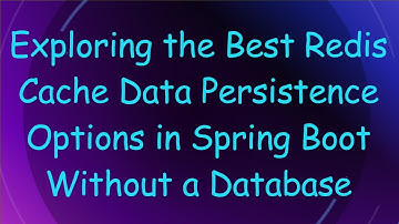 Exploring the Best Redis Cache Data Persistence Options in Spring Boot Without a Database
