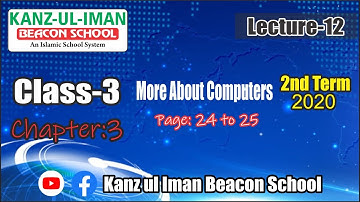 2nd Term Class 3 Computer Lecture 11 Kanz ul Iman Beacon School
