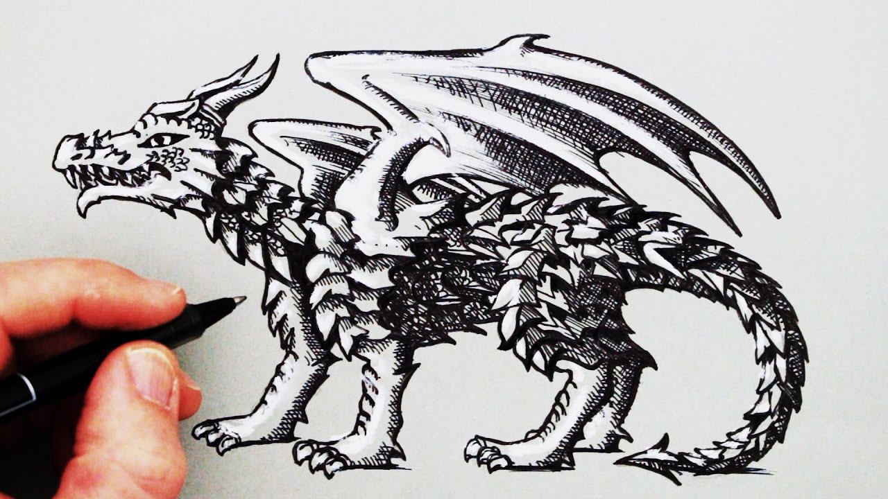 How to draw a dragon with a pencil step-by-step drawing tutorial