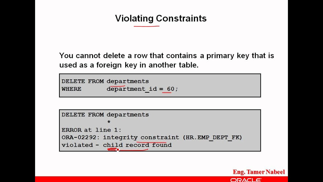 Integrity constraint violation. DDL Statements. DDL сценарий. DDL для воссоздания индексов..