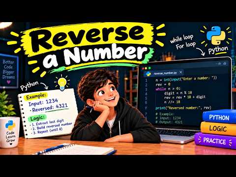 Reverse a Number Using Python 🐍 | Python Program for Beginners | While Loop