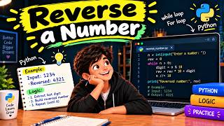 Reverse a Number Using Python 🐍 | Python Program for Beginners | While Loop