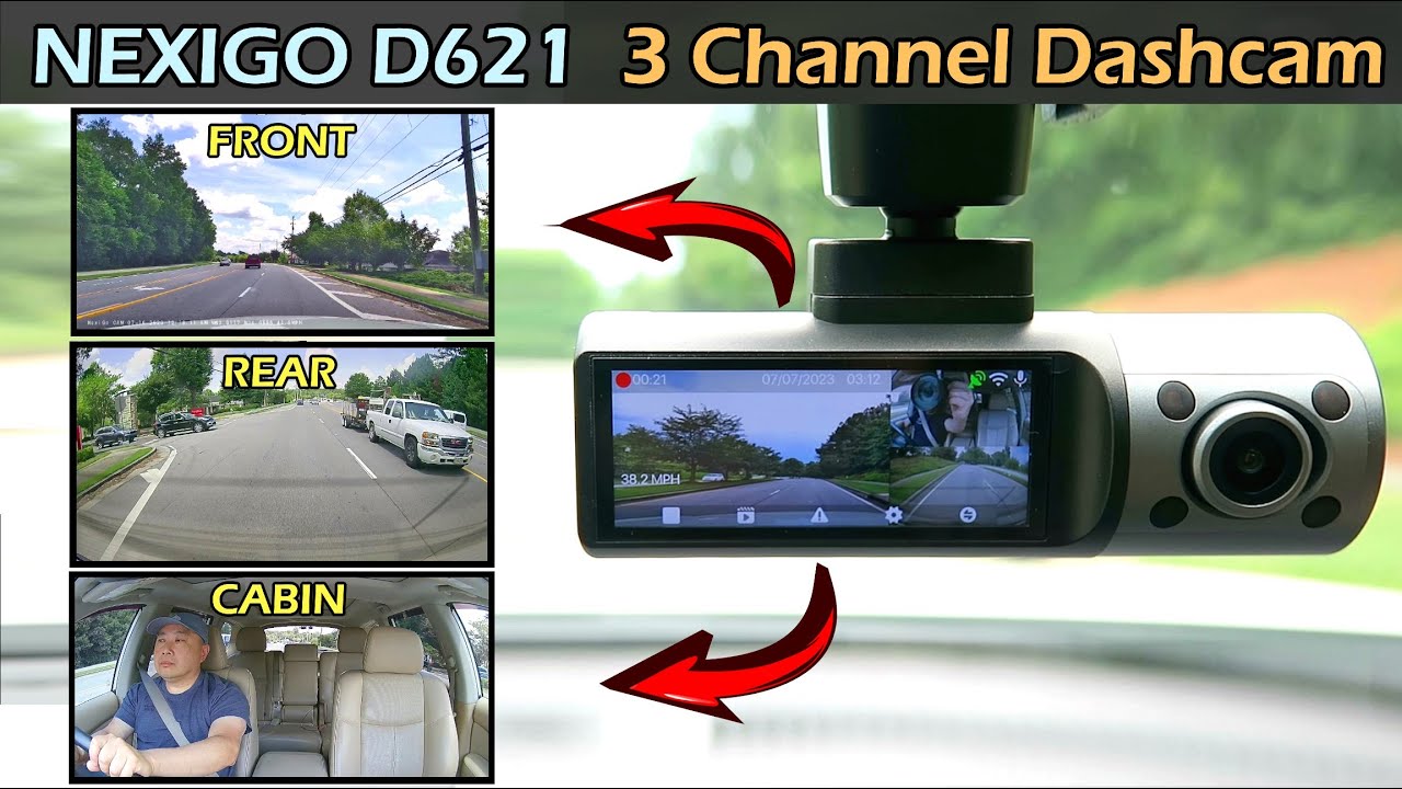 NEXPOW Car Dash Cam 3 Channel, 4k Dash Camera Front and Rear