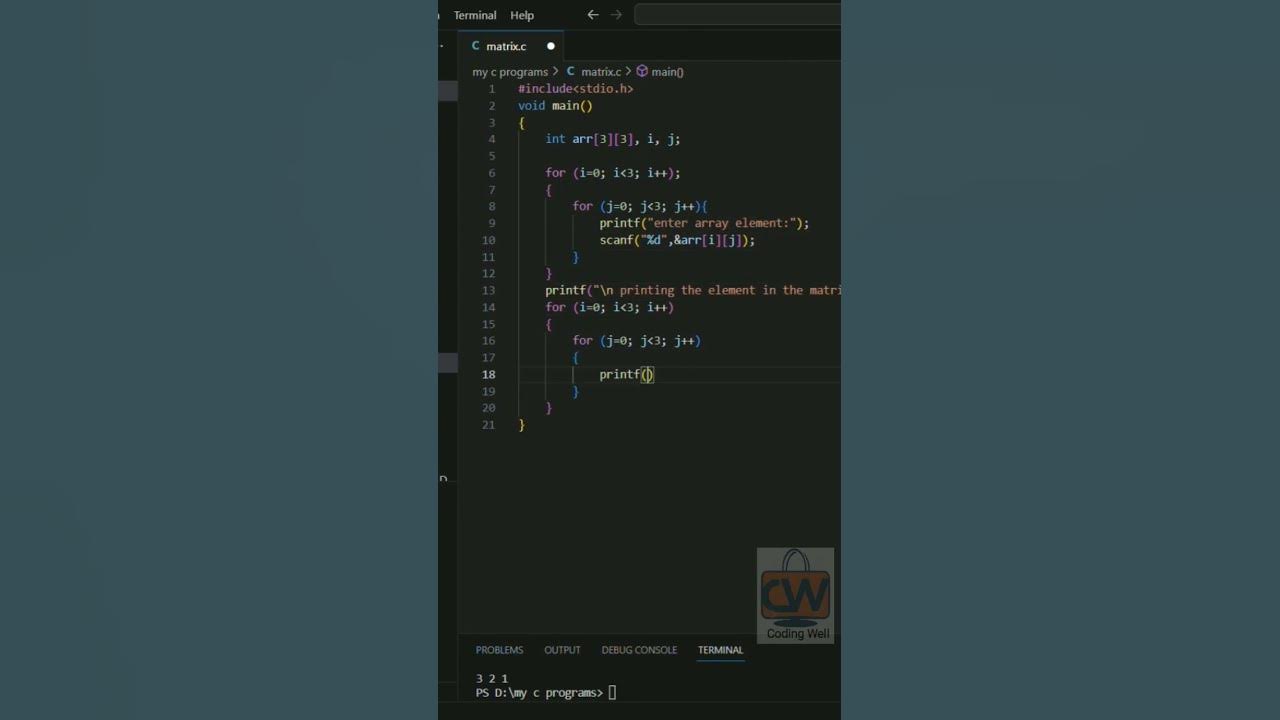 Matrix in c prograaming #coding #trendingshorts - YouTube