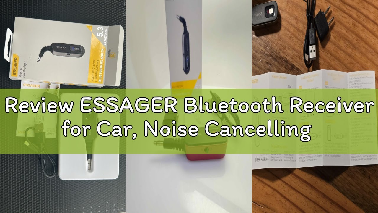 Review ESSAGER Bluetooth Receiver for Car, Noise Cancelling 3.5mm AUX Bluetooth Car Adapter, Wireles