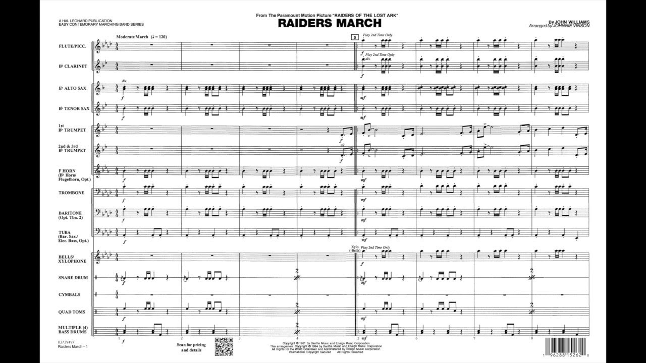 Raiders March by John Williams/arranged by Johnnie Vinson - YouTube