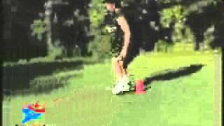 Side to side shuffle through cones Male