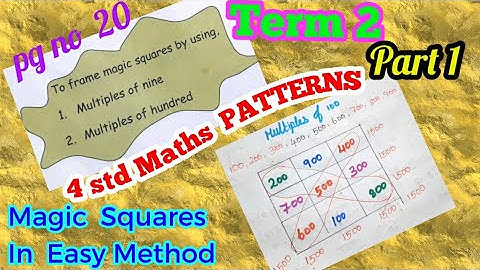 4 std Maths, PATTERNS, Magic squares(Try this),pg no 20,unit 3, Term 2 samacheer