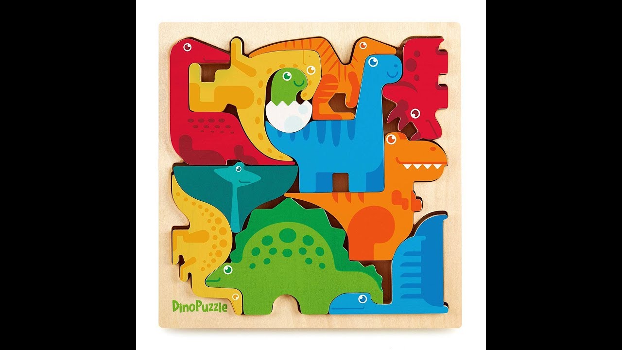 Dinosaur Puzzle 3D Wood Jigsaw for Toddlers & Kids Age 3