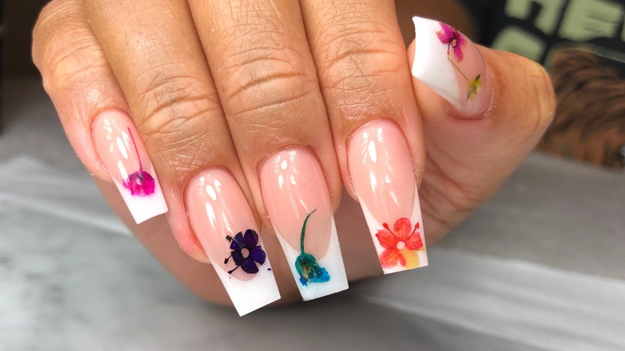 creds to @thenailbaby (Vanessa) on Instagram located in Moreno Valley. Encapsulated  nails butterfly drie… | Clear acrylic nails, Encapsulated nails, Ballerina  nails