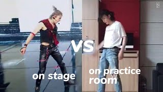 hyunjin’s breakdance on mama 2020 vs on practice room (triangular fight)