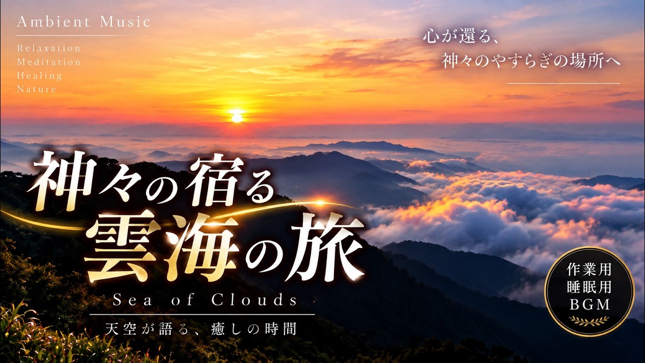 Watch 【神々が宿る雲海】天空に心を還す癒しのアンビエント音楽|睡眠・瞑想・作業用BGM on YouTube Watch 【神々が宿る雲海】天空に心を還す癒しのアンビエント音楽|睡眠・瞑想・作業用BGM on YouTube