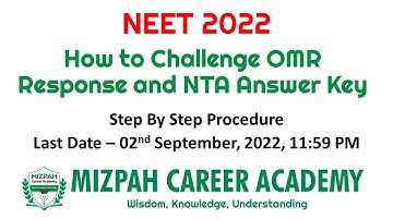 How to Challenge NEET 2022 Answer Key & OMR Response Sheet - How to Challenge NTA Answer Key