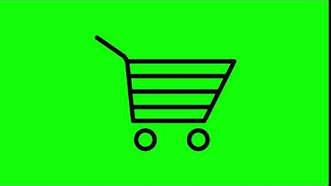Animated Shopping Cart Icon on Green Screen With Pop-up Sound