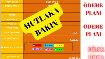 EXCEL ÖDEME TAKİP PROGRAMI | ÖDEME TABLOSU | ÖDEME PLANI