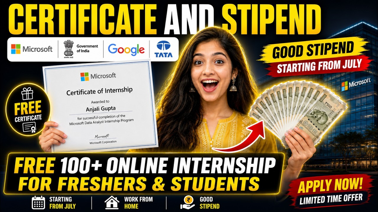 🔥100+ FREE Online Internships with CERTIFICATE + STIPEND For Freshers ...