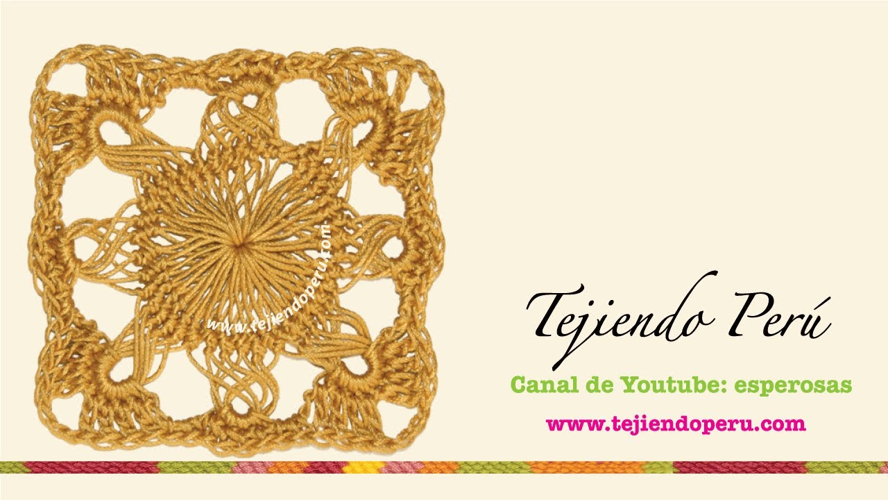 Horquilla (hairpin lace): cómo tejer un motivo cuadrado con base circular (# 4)
