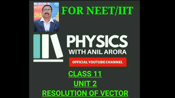 CLASS11  RESOLUTION OF VECTOR /NEET/IIT/IAS PHYSICS WITH ANIL ARORA
