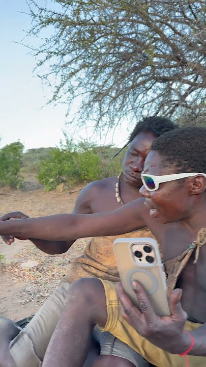 Hadzabe Tribe Bushmen Chabba & Dudukwe film their first ever video 😅😍