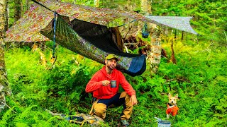 Camping In Rain And Wind With Hammock Tent
