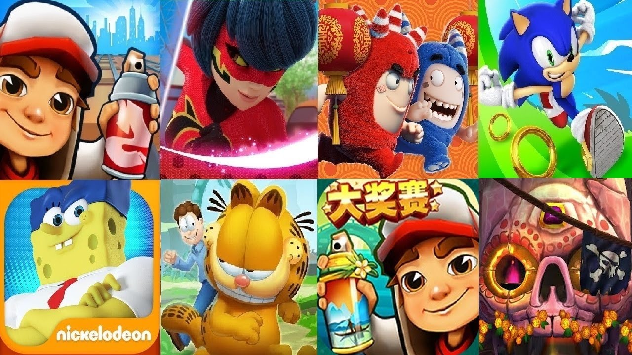 SUBWAY SURFERS VS Oddbods Turbo Run Sonic Dash Miraculous Ladybug  SpongeBob: Sponge on the Run